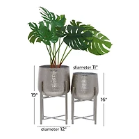 Silver Transitional Planter, Set of 2" 19", 16"