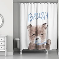 Bear Brushing Teeth 71" x 74" Shower Curtain