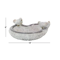 13" Gray Stone Country Birds Garden Sculpture