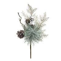 12" Silver Ball & Frosted Mixed Pine Pick by Ashland®