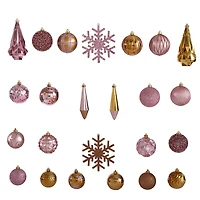 52ct. 6" Pink & Gold Shatterproof Ornament Set