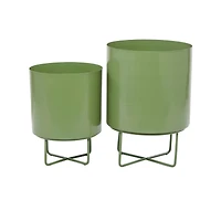 Green Modern Planter, Set of 2" 16", 13"