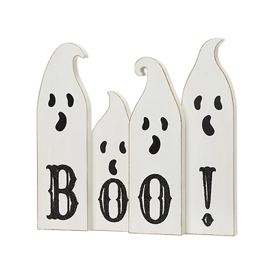 Glitzhome® 12" Ghost Halloween Wooden Table Decor