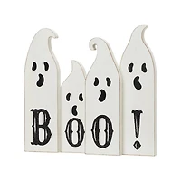 Glitzhome® 12" Ghost Halloween Wooden Table Decor