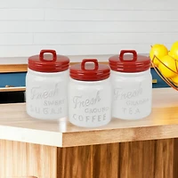 DII® 5.6" Red Ceramic Jar Canister Set, 3ct.