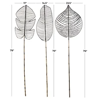 79" Black Bamboo Wood Handmade Woven Leaf Set