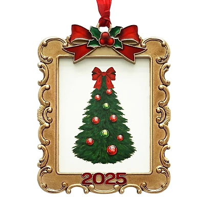 2" x 2.5" Gold with Holly & Bow Ornate Metal Ornament Frame by Studio Décor®