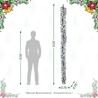 Glitzhome® 9ft Pre-Lit Snow Flocked Greenery Pine Christmas Garland with Timer