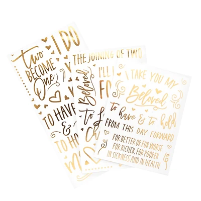 12 Pack: Gold Wedding Phrase Stickers by Recollections™