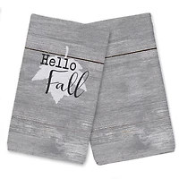 Hello Fall Gray Leaf Tea Towel Set