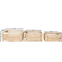 Light Brown Rattan Woven Basket with Rope Handles