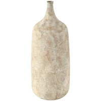 20" Beige Distressed Metal Vase
