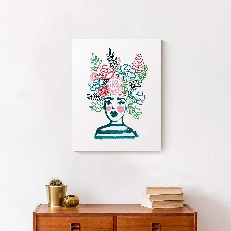 Flower Head Woman Canvas Wall Art