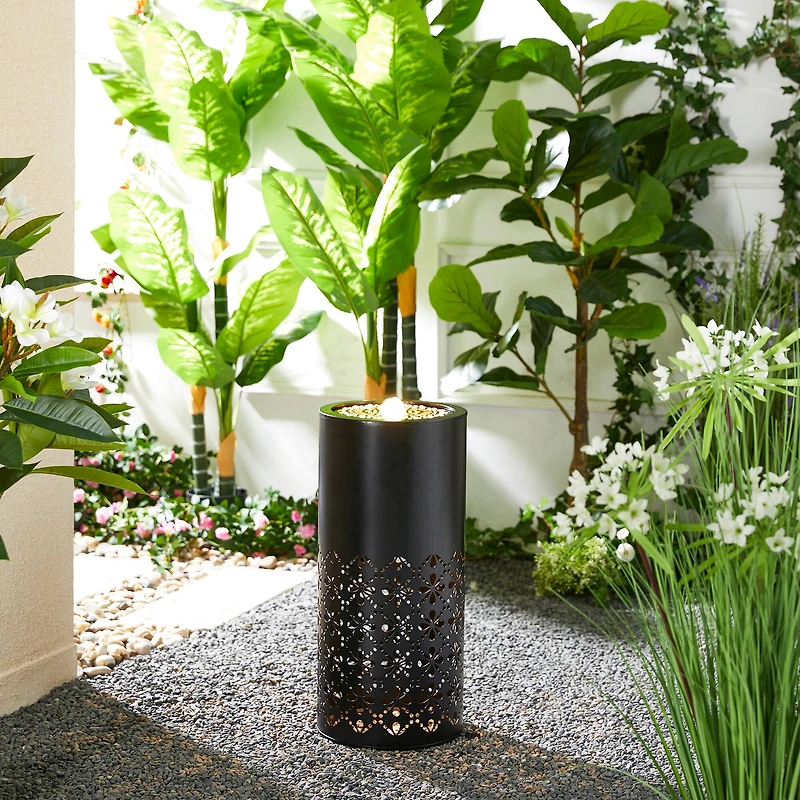Glitzhome® 23.5" Metal LED Cutout Pattern Outdoor Fountain