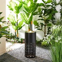 Glitzhome® 23.5" Metal LED Cutout Pattern Outdoor Fountain