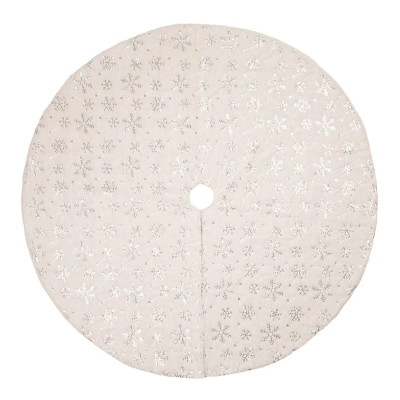 Glitzhome® White Plush with Snowflake Christmas Stocking & Tree Skirt Set