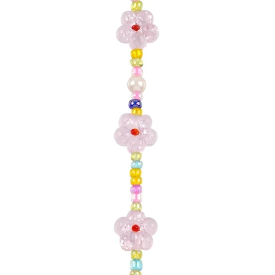 Pink Flower Lampwork Glass Bead Mix by Bead Landing™