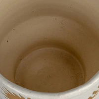 Hello Honey® 5.5" White & Mustard Reactive Glaze Flower Stoneware Footed Planter