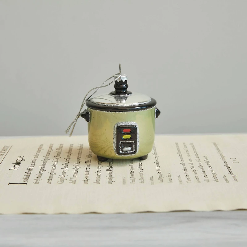 Hello Honey® 3.25" Hand-Painted Glass Slow Cooker Ornament with Glitter