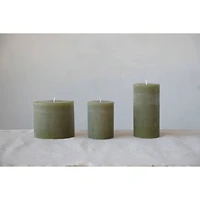 Hello Honey® 3" x 6" Olive Unscented Pleated Pillar Candle