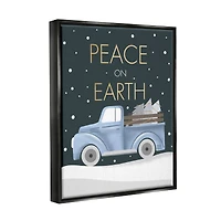 Stupell Industries Peace On Earth Snowy Truck Framed Floater Canvas Wall Art