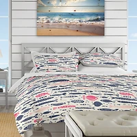 Designart 'Cute Fishes with Doodles' Nautical & Coastal Bedding Set