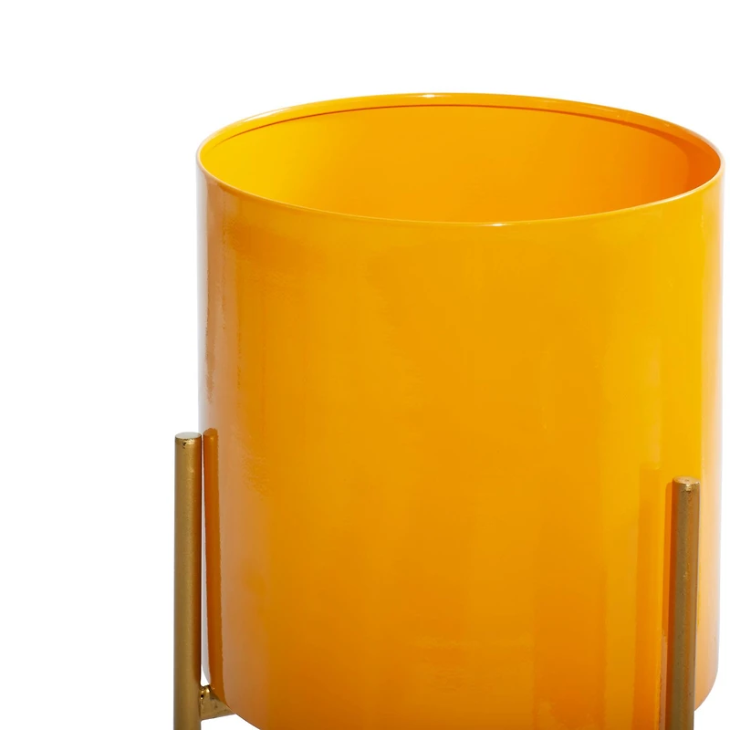 Yellow Metal Contemporary Planter Set