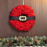 Glitzhome® 18" Christmas Red Belt Fabric Wreath