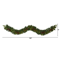 9ft. Pre-Lit Clear LED Mixed Pine, Berry & Pinecone Artificial Christmas Garland