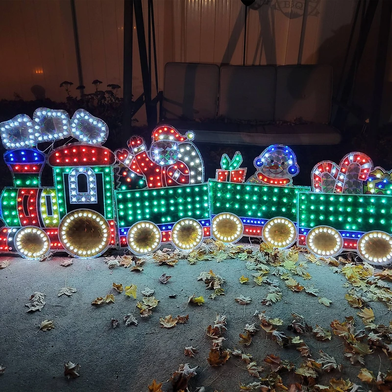 8.5ft. Holographic LED Lighted Motion Train Set Outdoor Christmas Decoration
