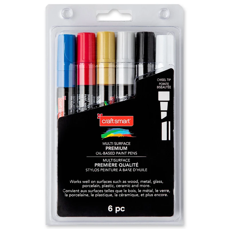 6 Packs: 6 ct. (36 total) Premium Chisel Tip Oil-Based Paint Pens by Craft Smart®