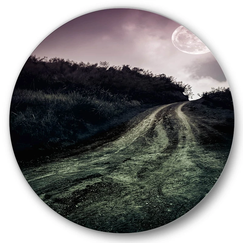 Designart - Muddy Road Under Full Moon