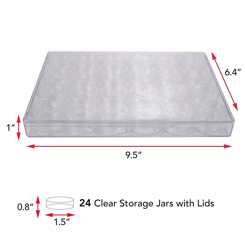 The Beadsmith® 9.5'' x 6.5'' x 1'' Clear Storage Box with Jars