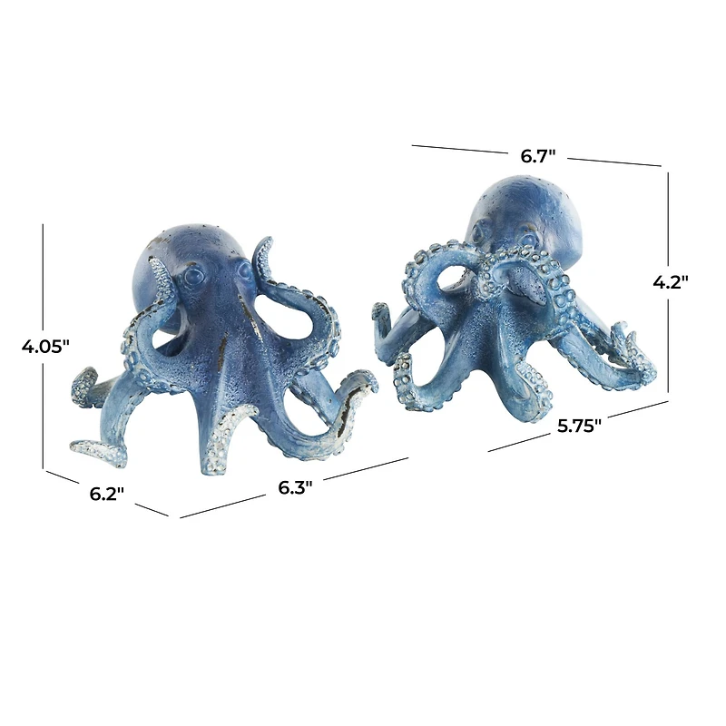 Dark Blue Octopus Sculpture Set