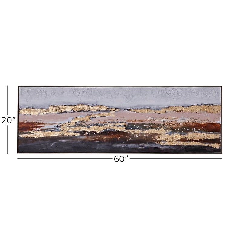 Gold Contemporary Abstract Canvas Wall Art, 20" x 59"