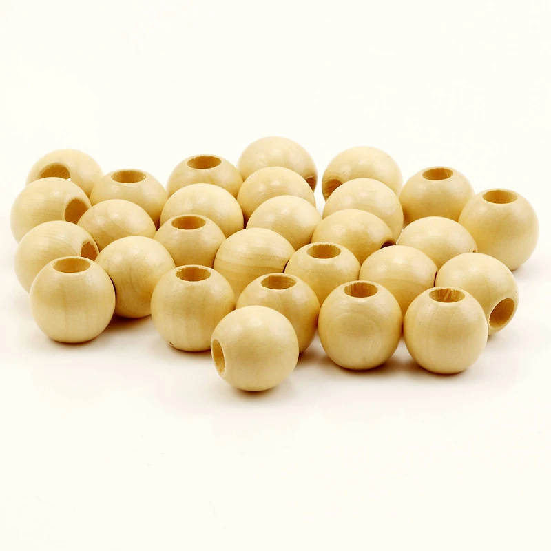 Natural Wood Round Beads by Loops & Threads