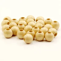 Natural Wood Round Beads by Loops & Threads