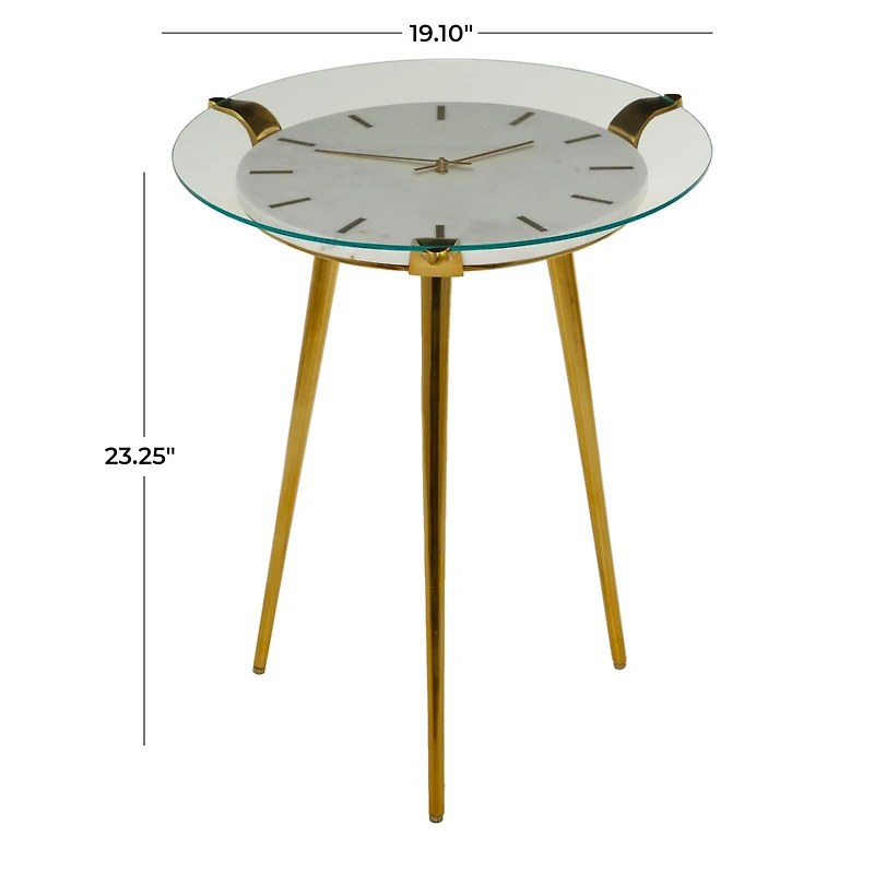 White Aluminum Glam Accent Table, 19" x 20" x 23"