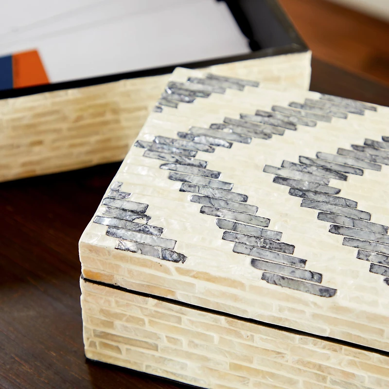 Cream Chevron Wood Modern Box Set