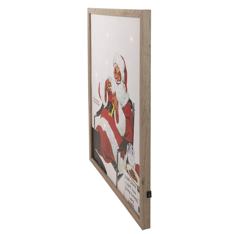 19" Lighted Norman Rockwell 'Santa Eating Milk and Cookies' Christmas Wall Art