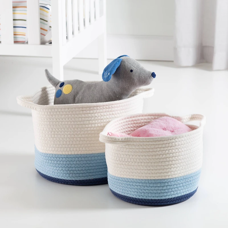 Honey Can Do Blue Ombré Nesting Cotton Rope Storage Basket Set