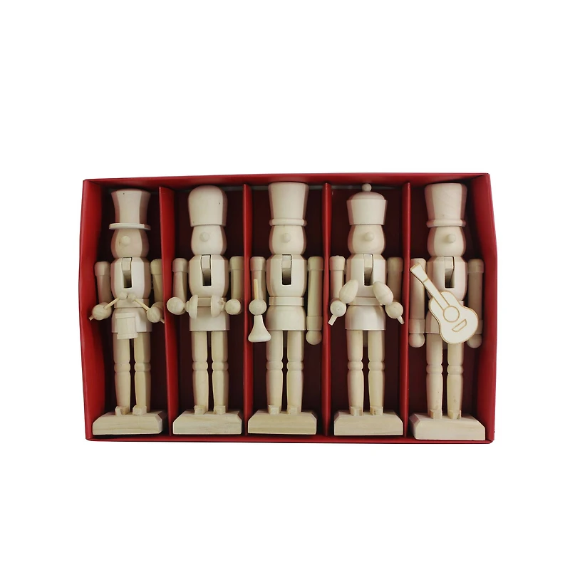 6" Musical 5 Piece DIY Pinewood Nutcracker Set by Make Market®