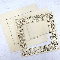 MP Studia OP-029 Square Roses Openwork Frame Plywood Thread Organizer