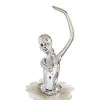 Set of 3 Silver Polystone Glam Dancer Sculpture, 10.75", 11.75", 11.75"