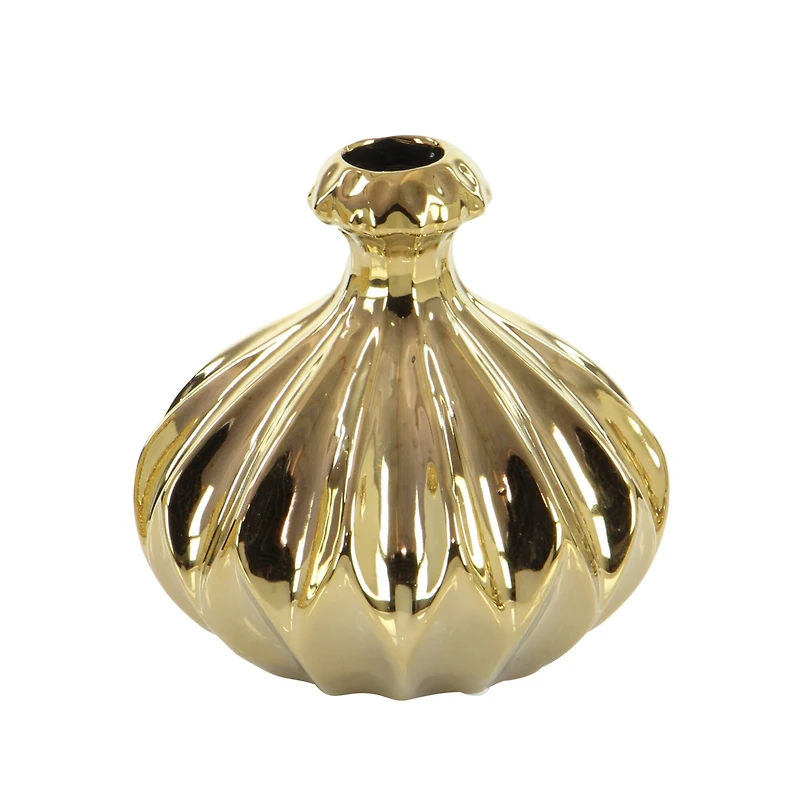 6" Gold Stoneware Glam Vase, 3ct.