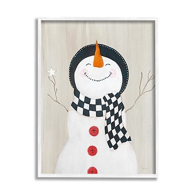 Stupell Industries 16" x 20" Happy Smiling Winter Snowman Giclée Wall Art