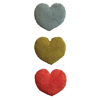 Hello Honey® Red, Yellow & Blue Cotton Tufted Heart Pillow Set