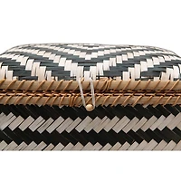 Hello Honey® Black & White Hand-Woven Bamboo Boxes with Lids & Closures Set