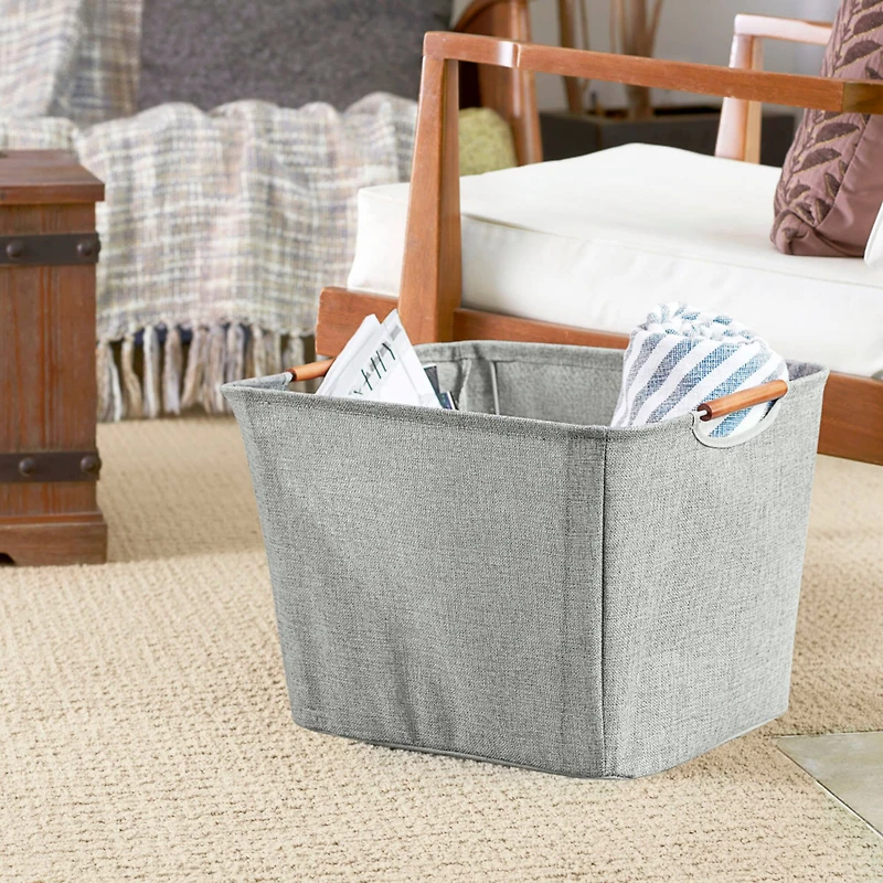 Household Essentials Storage Bin with Wood Handles