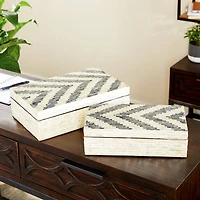 Cream Chevron Wood Modern Box Set